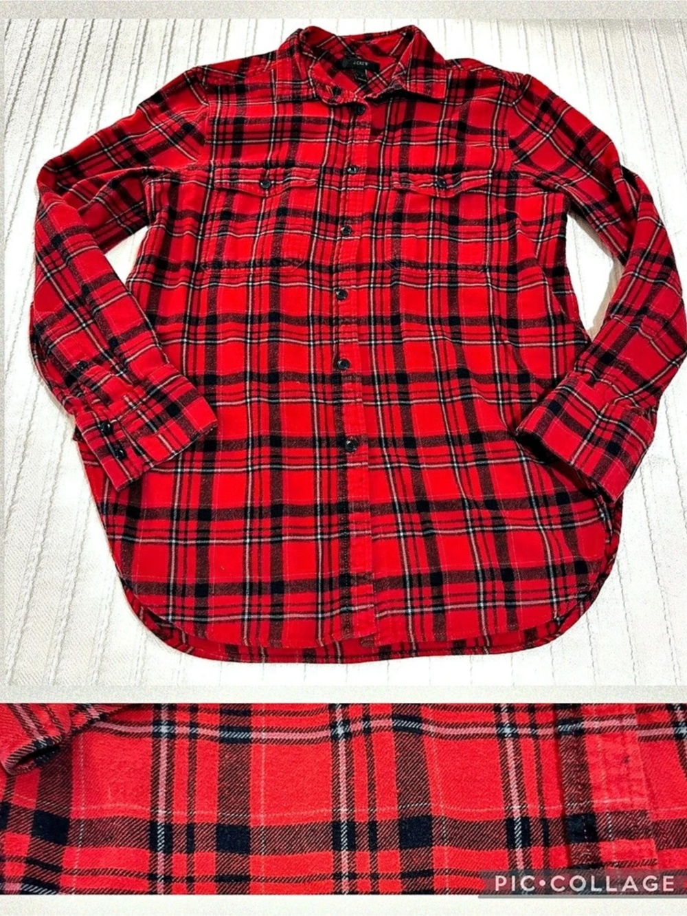 J.Crew Plaid Flannel Button Down in Red & Black